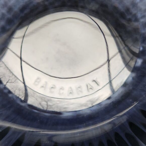 Baccarat Mille Nuits Midnight Blue Glass Crystal Finger Bowl Tableware w Label - Picture 3 of 8